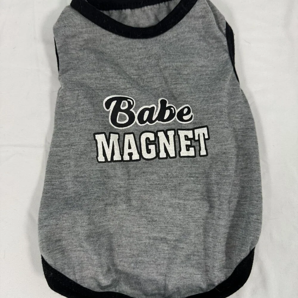 Babe Magnet Grey Dog Tank Top Size S Drooling Dog Funny Pet Shirt Small Breed